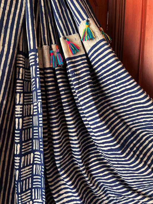 RITHI | Pure Hand-Block Printed Mul Cotton Saree