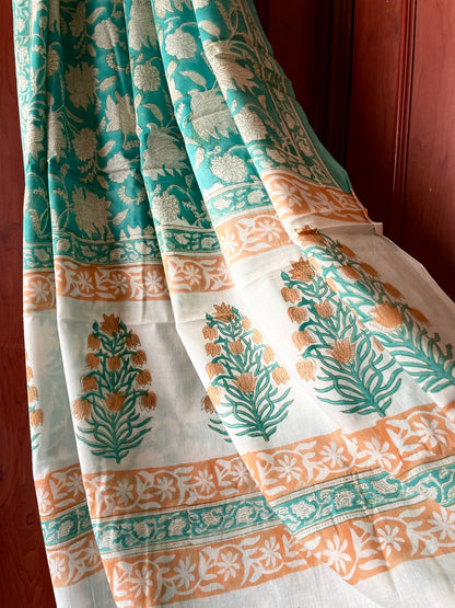 VANYA | Pure Hand-Block Printed Mul Cotton Saree