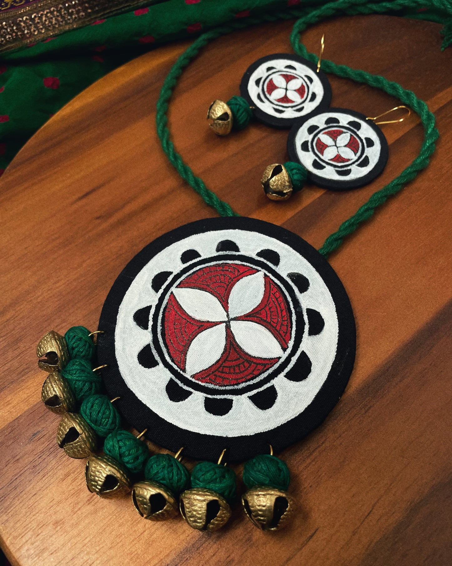 Theyyam Series |Yajna Mandala | Handcrafted Statement Set - Green