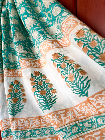 VANYA | Pure Hand-Block Printed Mul Cotton Saree