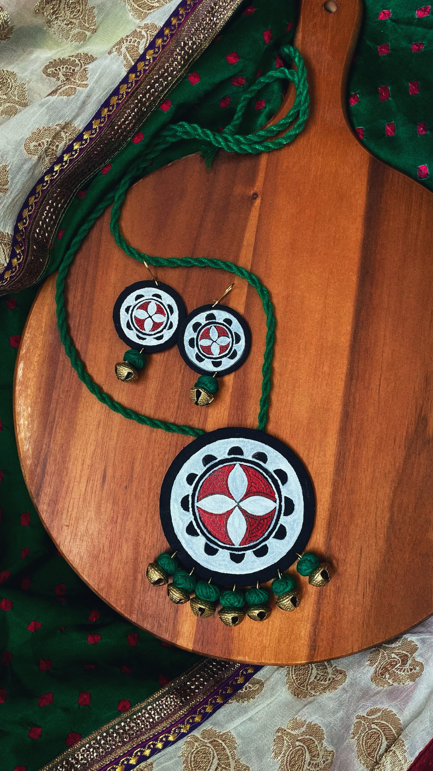 Theyyam Series |Yajna Mandala | Handcrafted Statement Set - Green