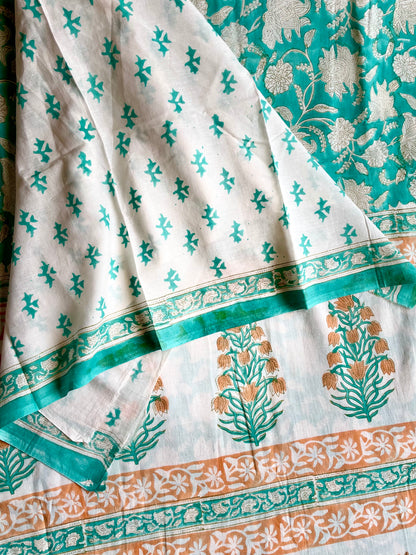 VANYA | Pure Hand-Block Printed Mul Cotton Saree