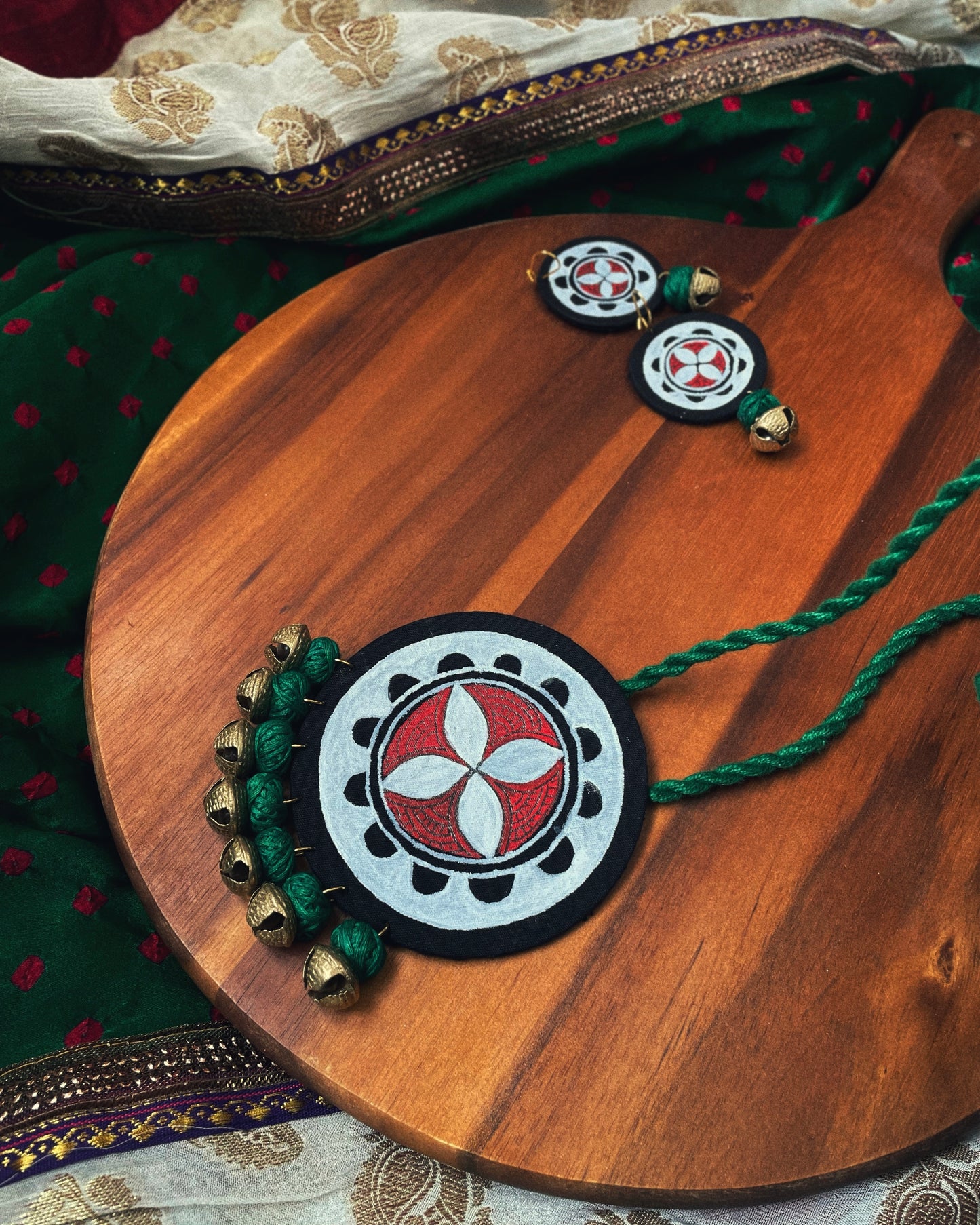 Theyyam Series |Yajna Mandala | Handcrafted Statement Set - Green