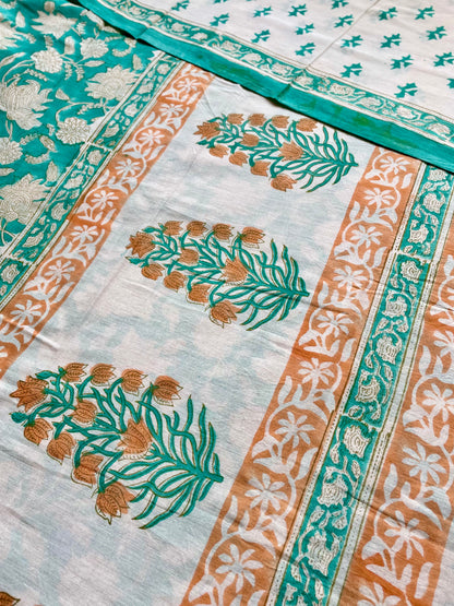 VANYA | Pure Hand-Block Printed Mul Cotton Saree