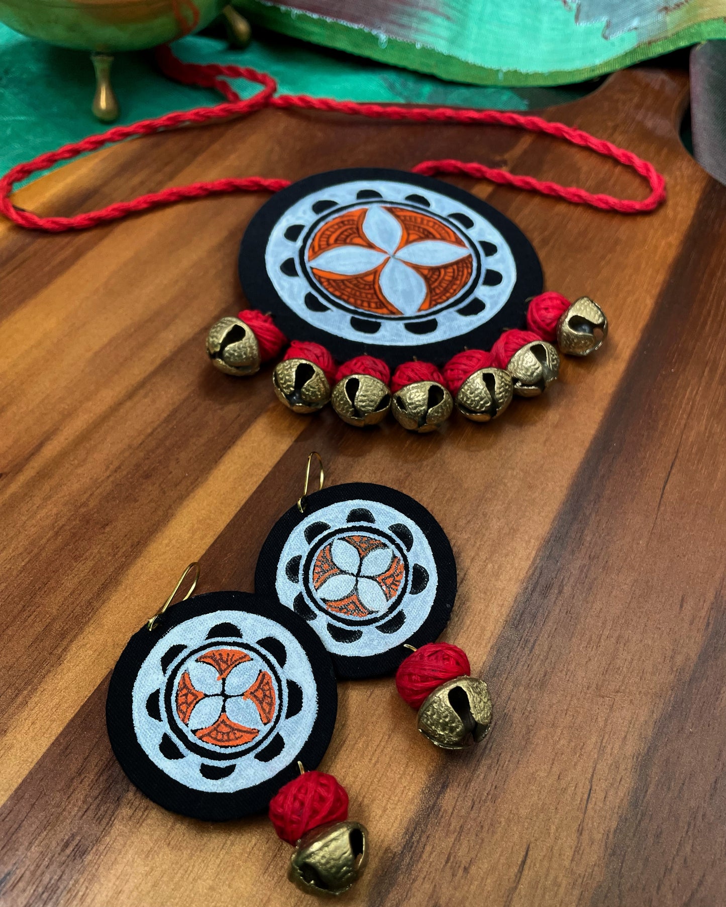 Theyyam Series |Yajna Mandala | Handcrafted Statement Set - Red