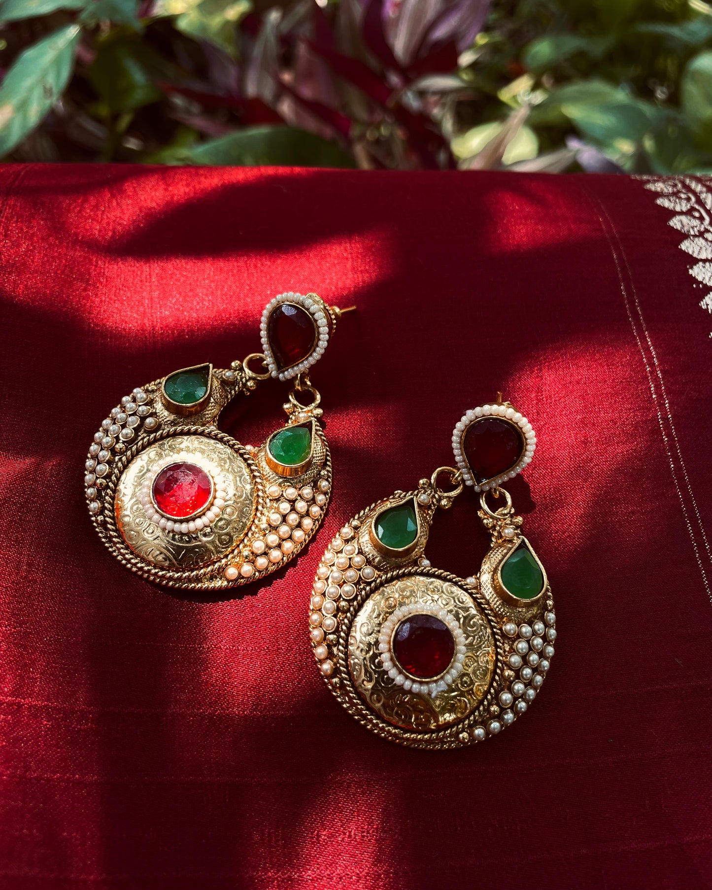 Ardha-Chandra | Antique Gold-Plated Earrings | Edit त्रिकाय