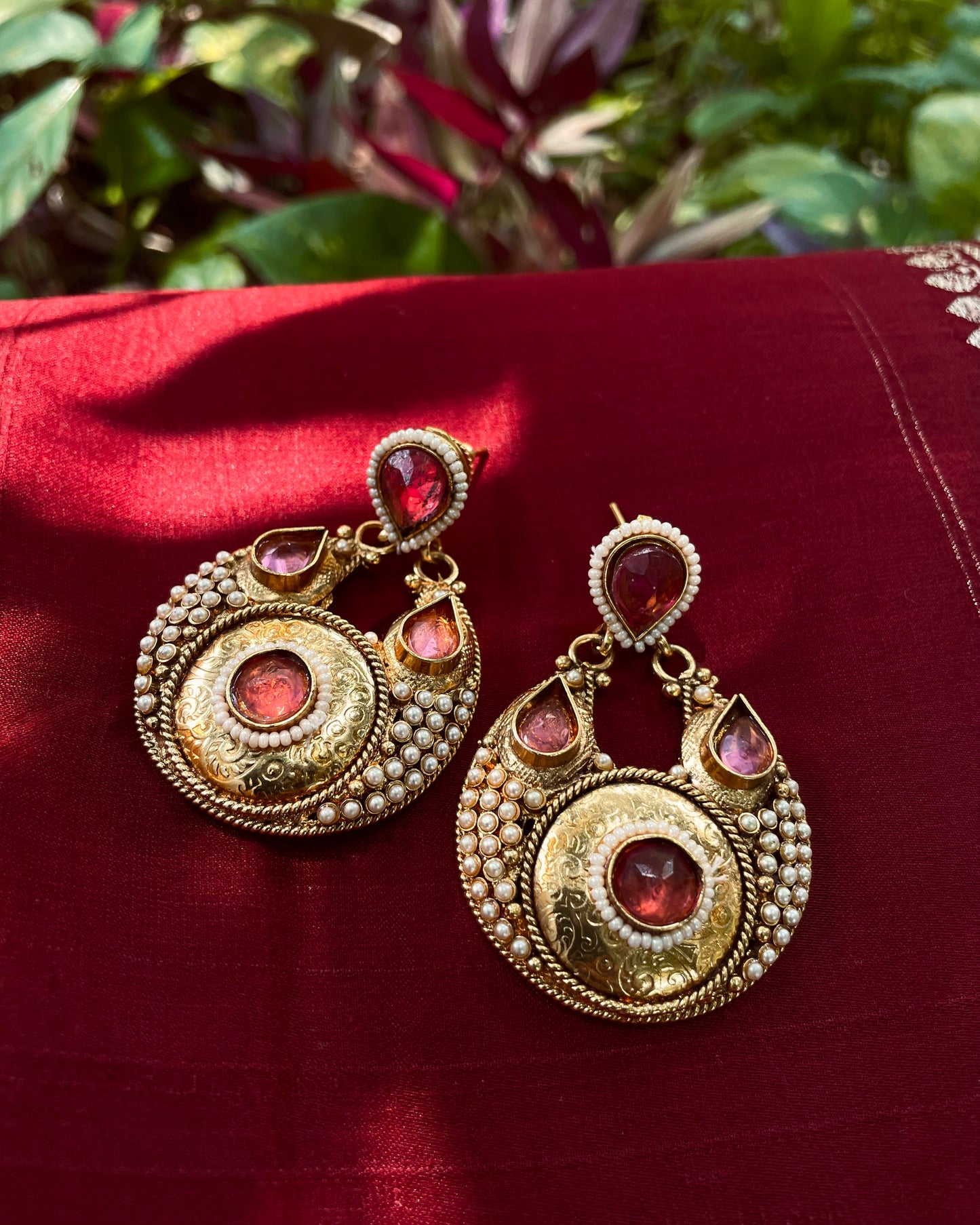 Ardha-Chandra | Antique Gold-Plated Earrings | Edit त्रिकाय