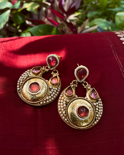 Ardha-Chandra | Antique Gold-Plated Earrings | Edit त्रिकाय