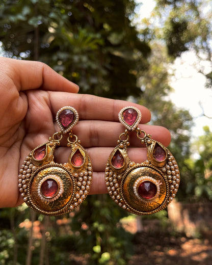 Ardha-Chandra | Antique Gold-Plated Earrings | Edit त्रिकाय