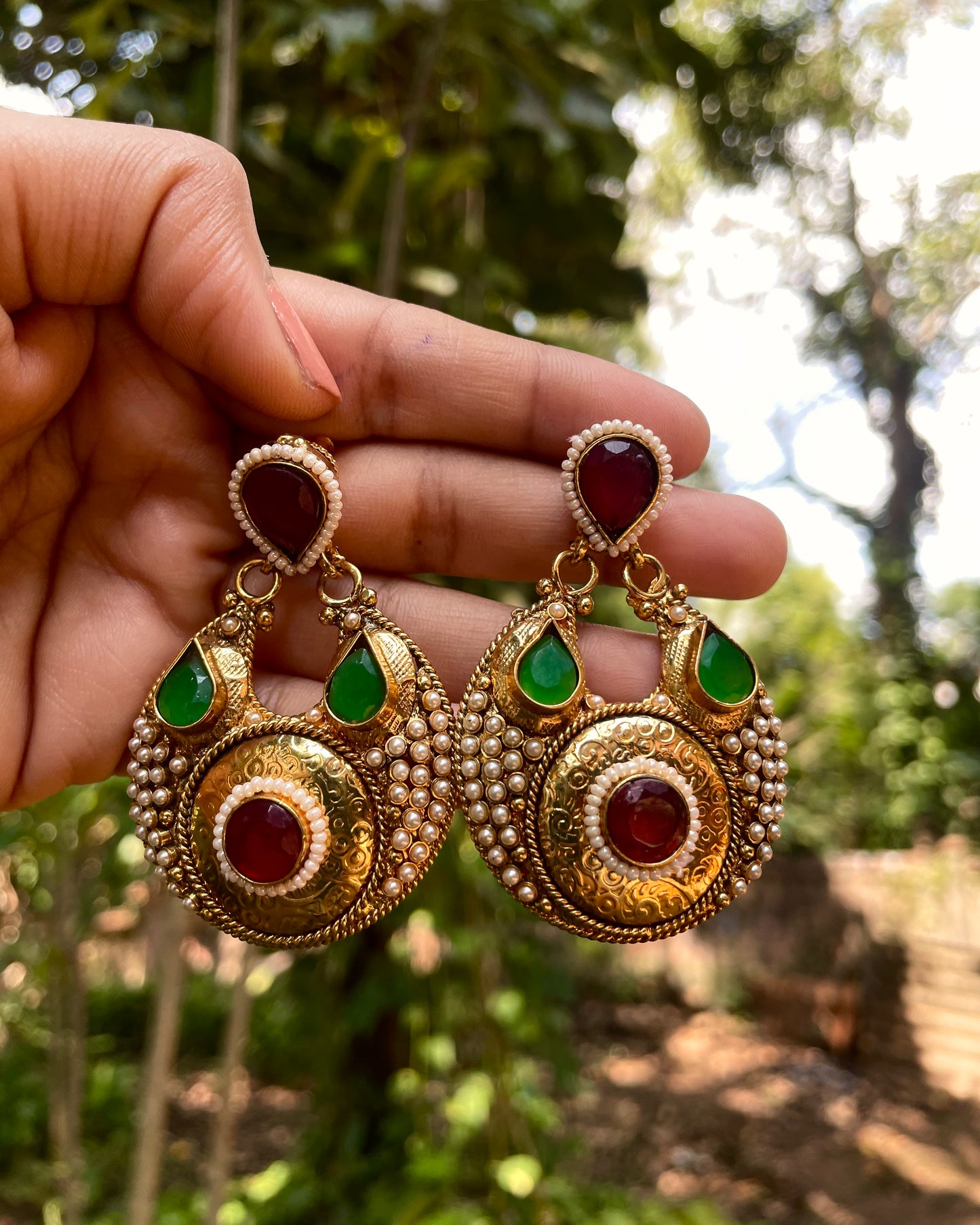 Ardha-Chandra | Antique Gold-Plated Earrings | Edit त्रिकाय