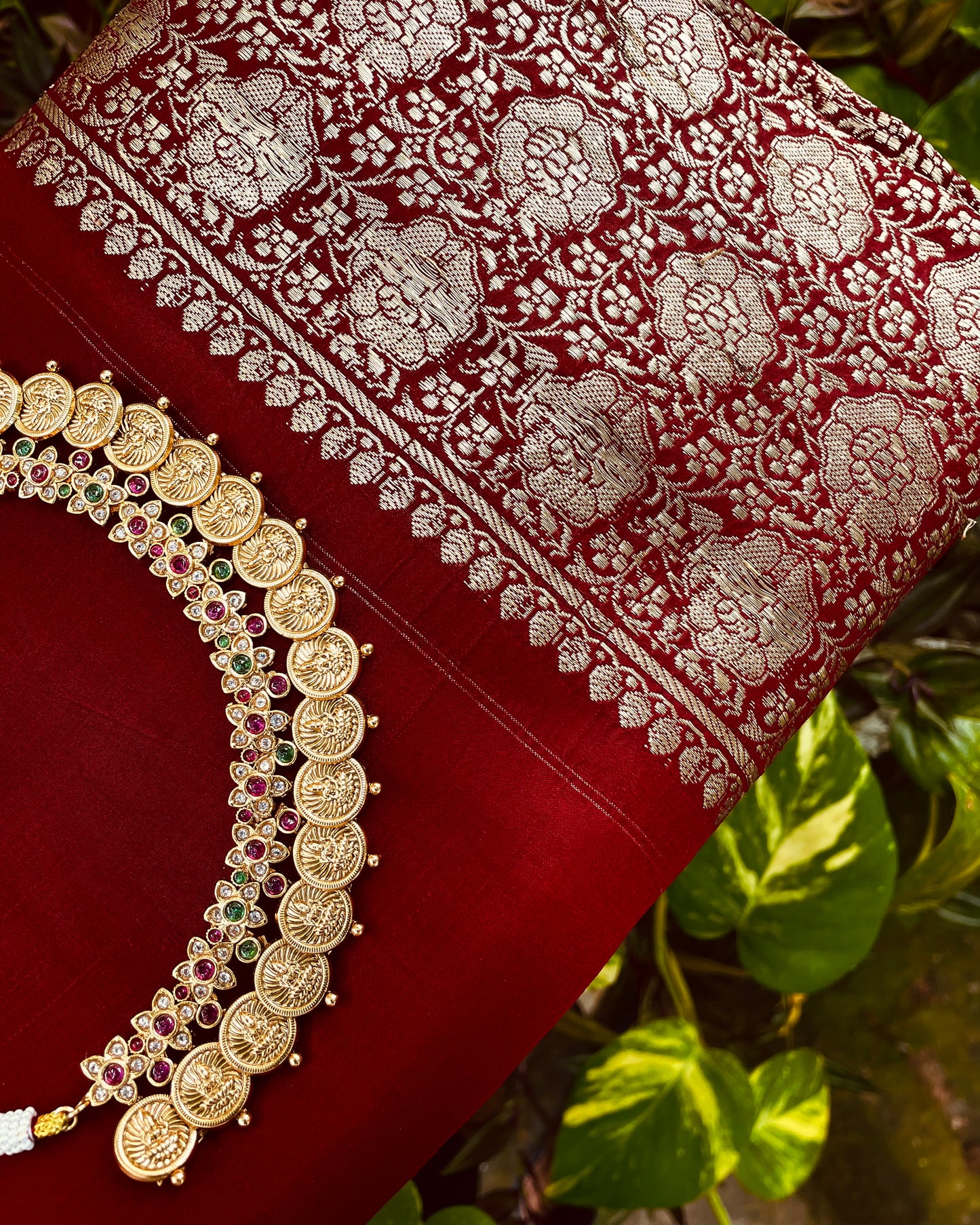 Coins of Heritage | Antique Kaashu Maala with Rich Stonework | Edit त्रिकाय