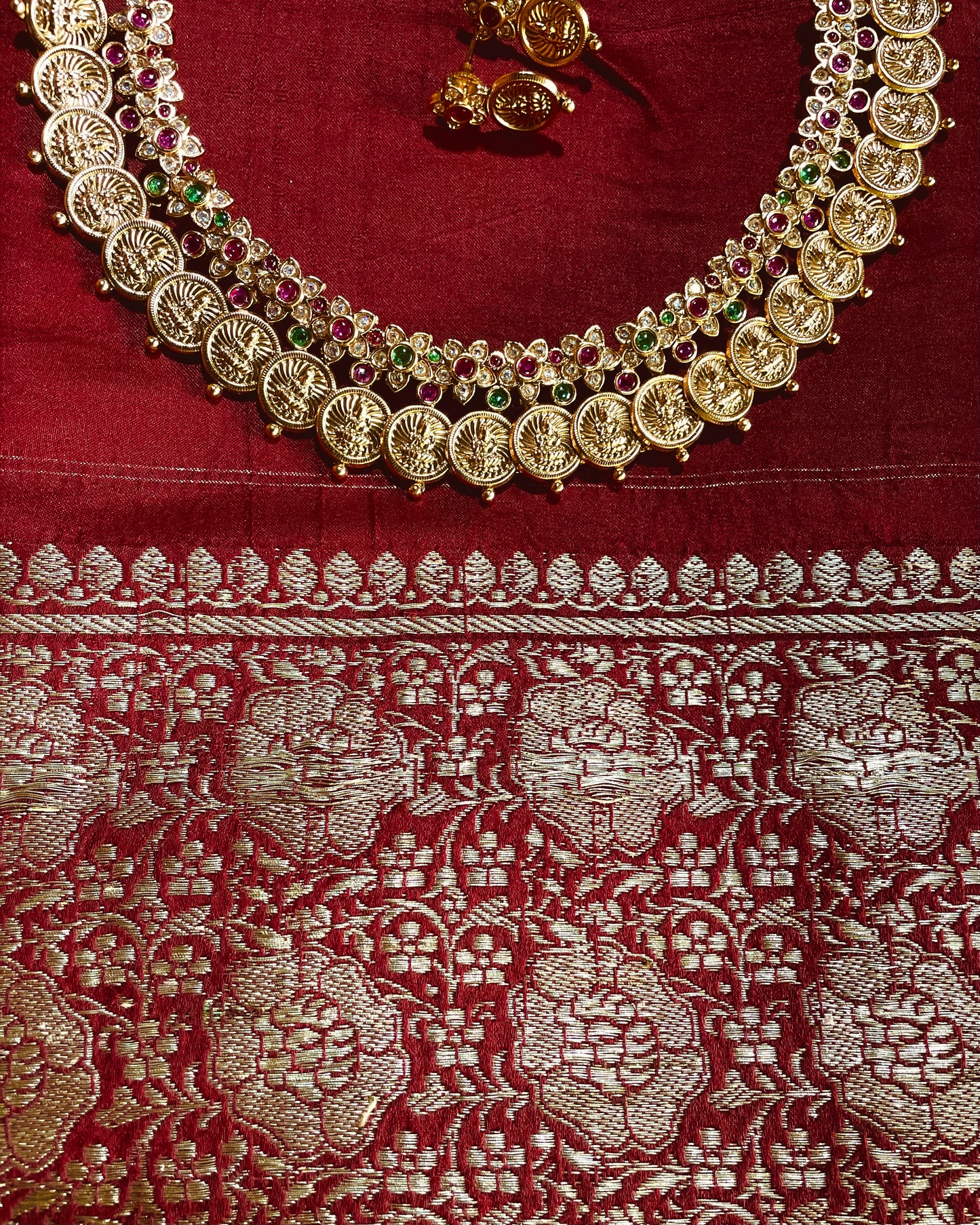 Coins of Heritage | Antique Kaashu Maala with Rich Stonework | Edit त्रिकाय