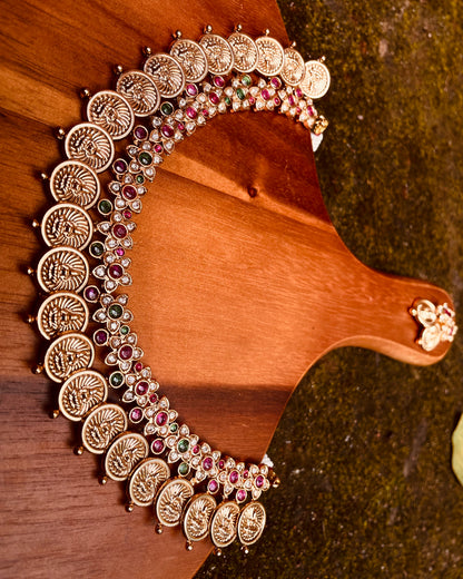 Coins of Heritage | Antique Kaashu Maala with Rich Stonework | Edit त्रिकाय