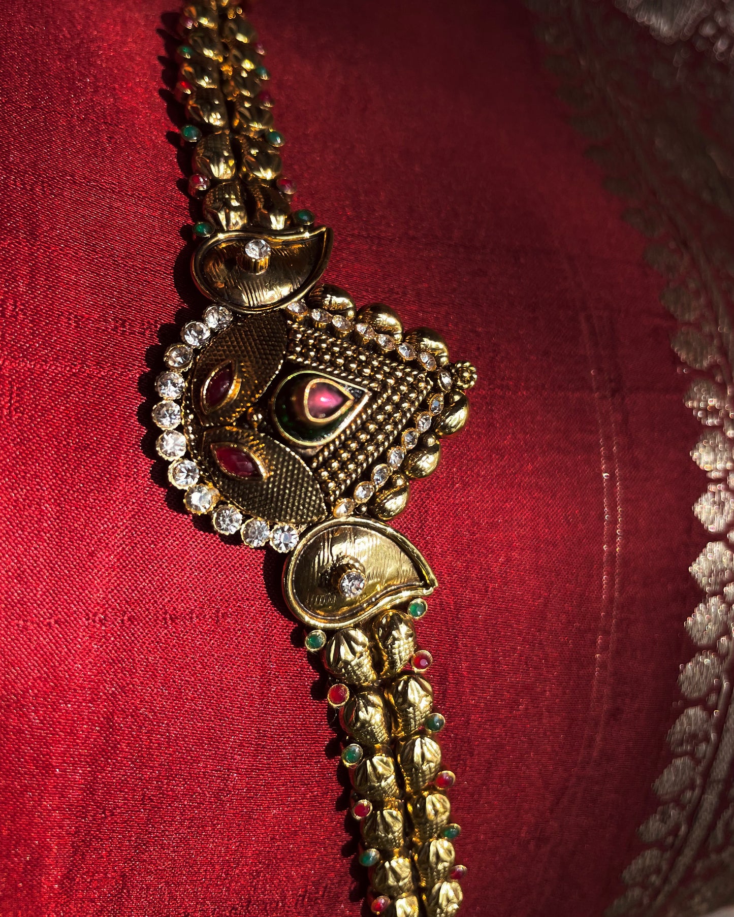 Drop of the Deccan | Antique Gold Plated Bracelet with Rich Stonework | Edit त्रिकाय