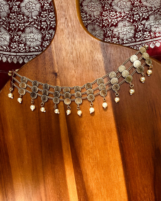 Thaliyar Kaashu | Antique Kaashu Maala with Pearls | Edit त्रिकाय