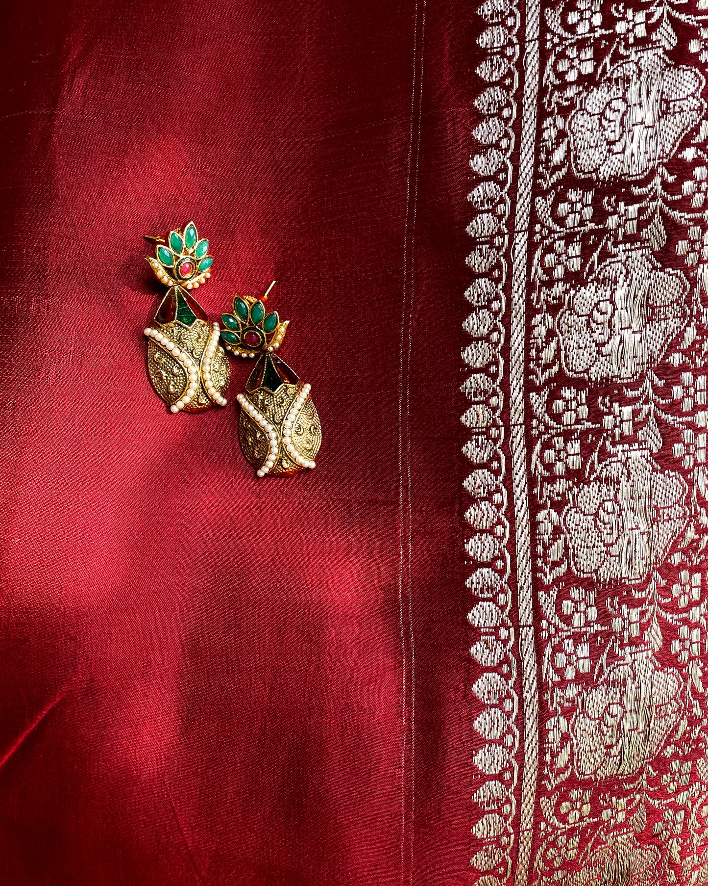 Thanjai Kanakam | Antique Victorian Style Gold-Plated Earrings | Edit त्रिकाय