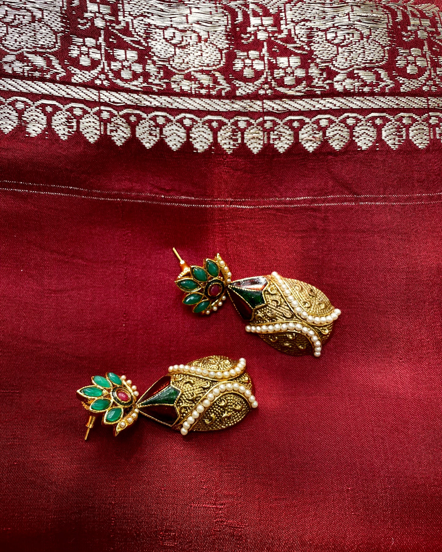 Thanjai Kanakam | Antique Victorian Style Gold-Plated Earrings | Edit त्रिकाय