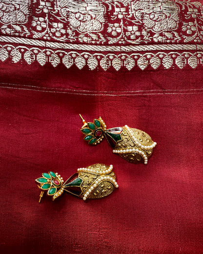 Thanjai Kanakam | Antique Victorian Style Gold-Plated Earrings | Edit त्रिकाय