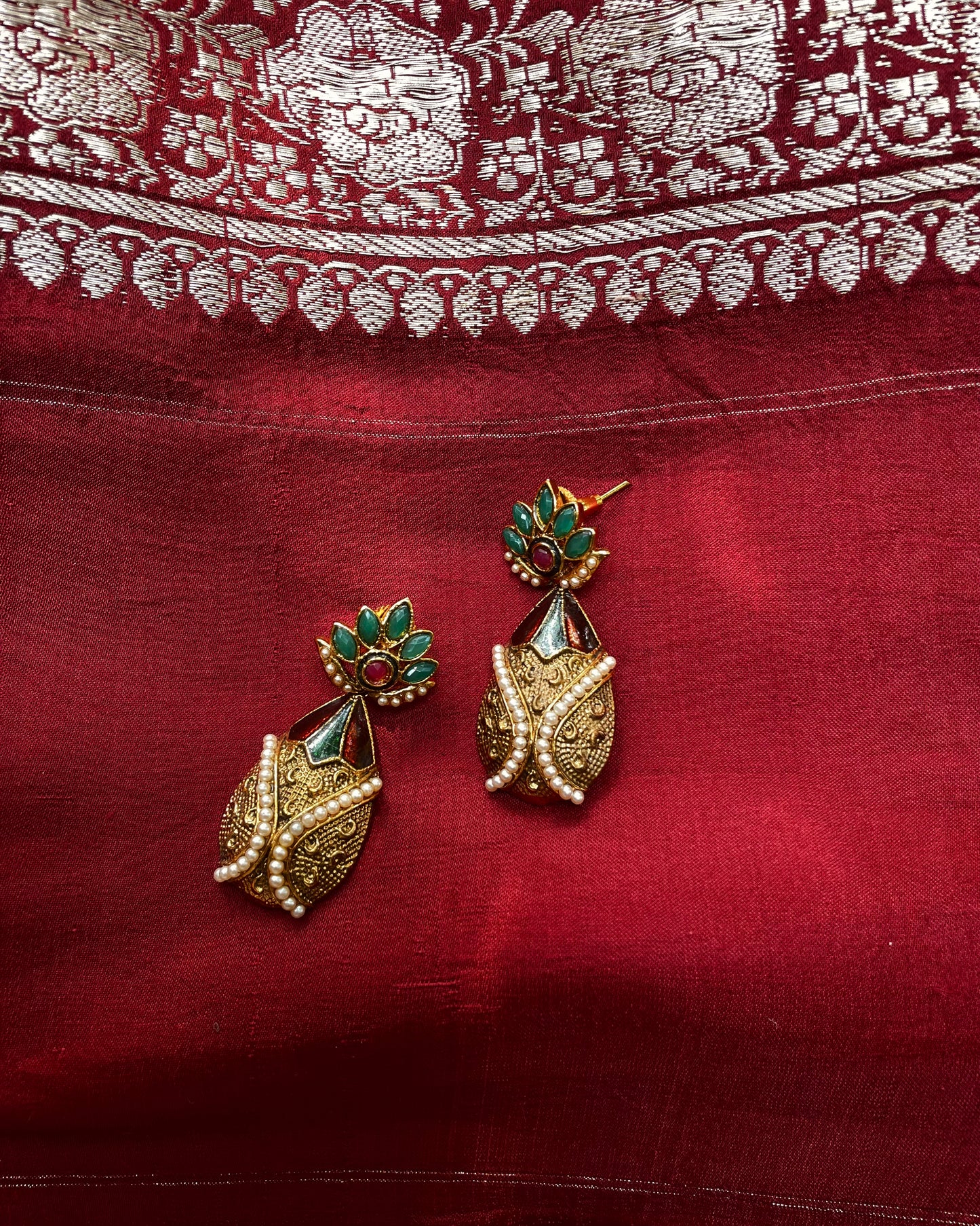 Thanjai Kanakam | Antique Victorian Style Gold-Plated Earrings | Edit त्रिकाय