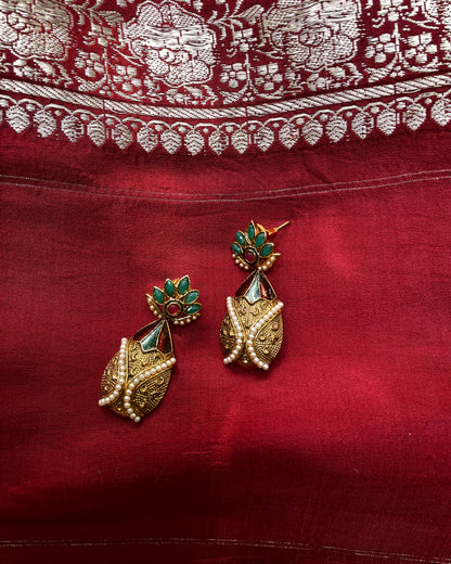 Thanjai Kanakam | Antique Victorian Style Gold-Plated Earrings | Edit त्रिकाय