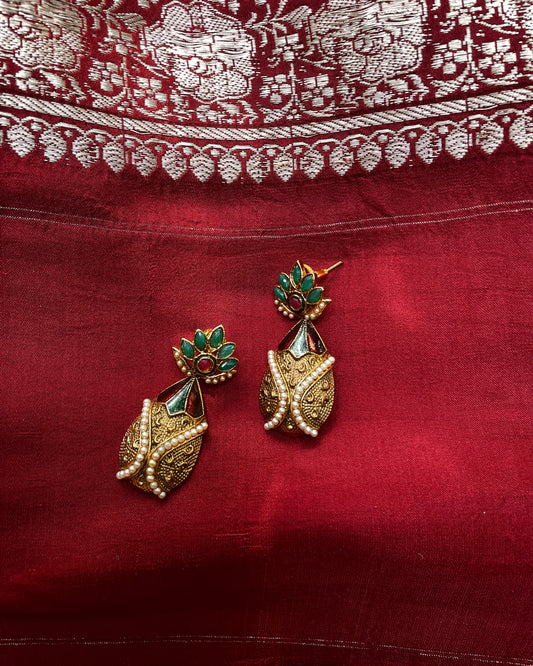 Thanjai Kanakam | Antique Victorian Style Gold-Plated Earrings | Edit त्रिकाय