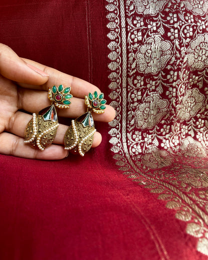 Thanjai Kanakam | Antique Victorian Style Gold-Plated Earrings | Edit त्रिकाय