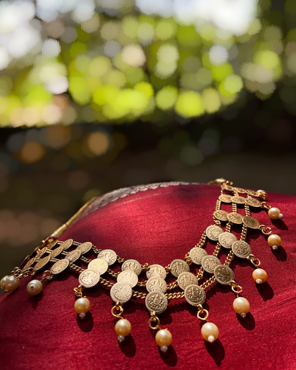Thaliyar Kaashu | Antique Kaashu Maala with Pearls | Edit त्रिकाय