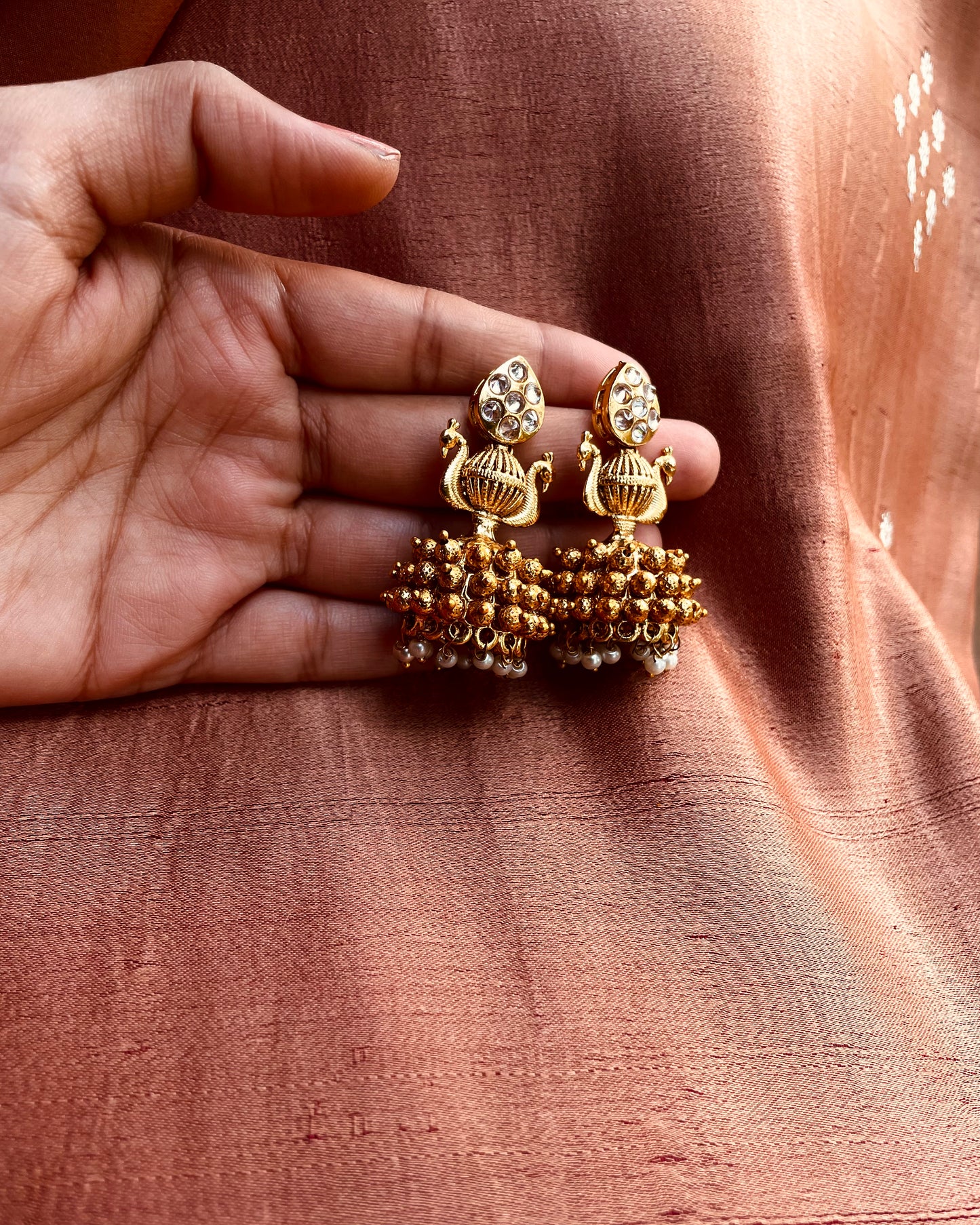 Koodaram | Antique Gold-Plated Jhumki | Edit त्रिकाय