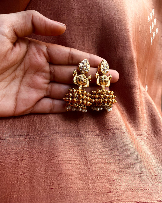 Koodaram | Antique Gold-Plated Jhumki | Edit त्रिकाय