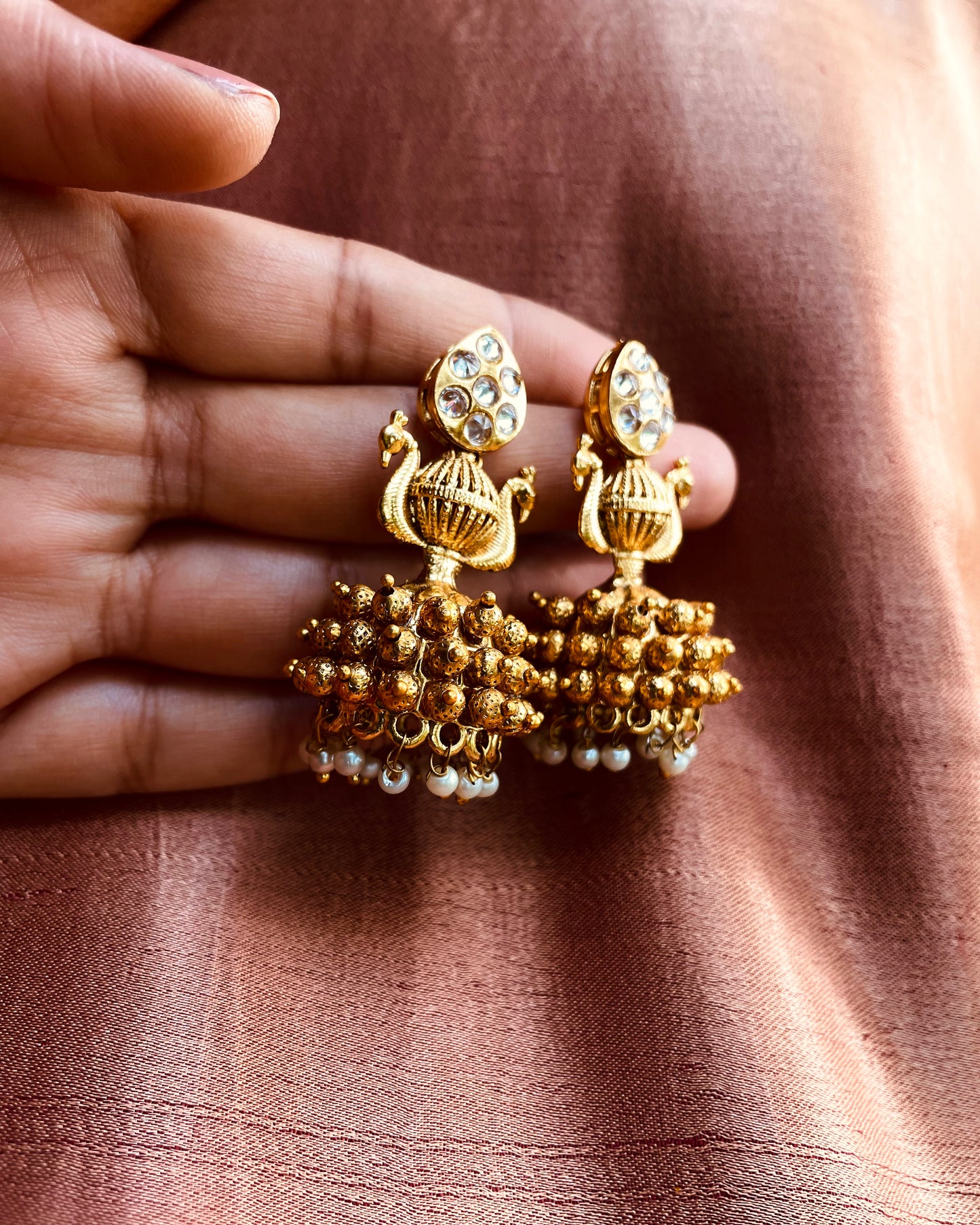 Koodaram | Antique Gold-Plated Jhumki | Edit त्रिकाय