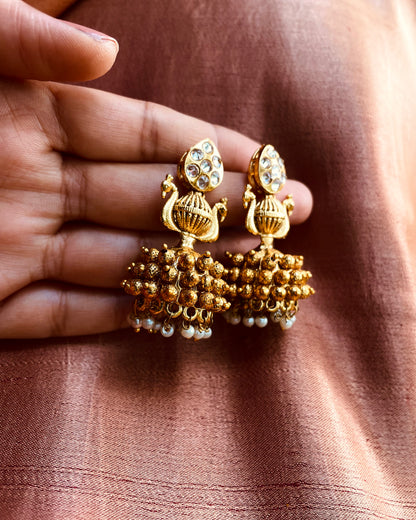 Koodaram | Antique Gold-Plated Jhumki | Edit त्रिकाय