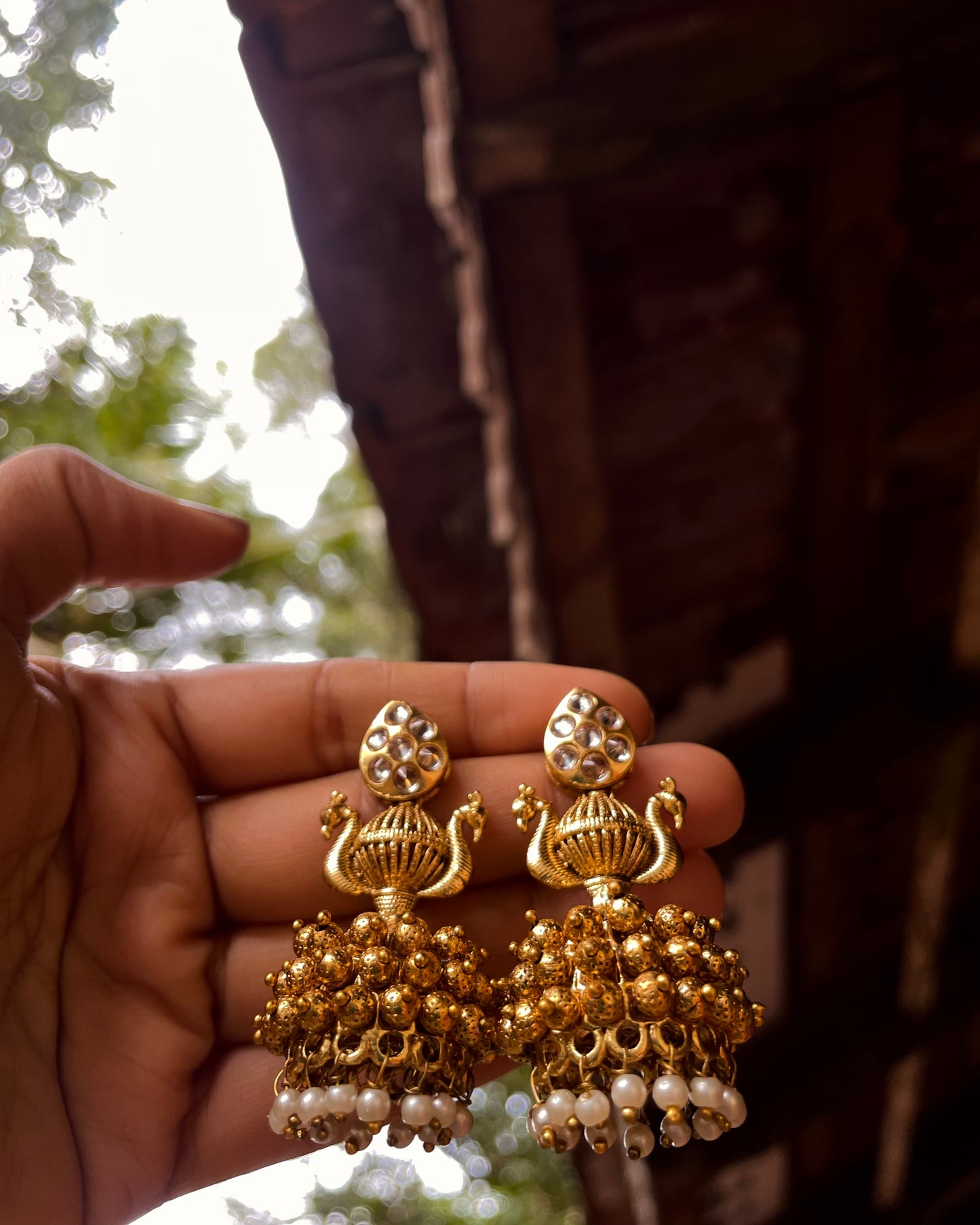 Koodaram | Antique Gold-Plated Jhumki | Edit त्रिकाय
