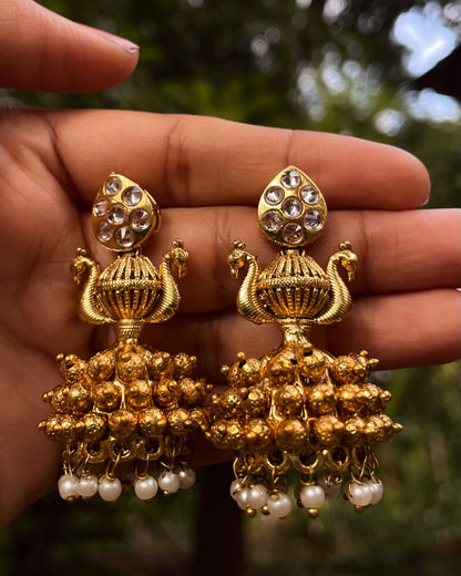 Koodaram | Antique Gold-Plated Jhumki | Edit त्रिकाय