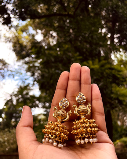 Koodaram | Antique Gold-Plated Jhumki | Edit त्रिकाय