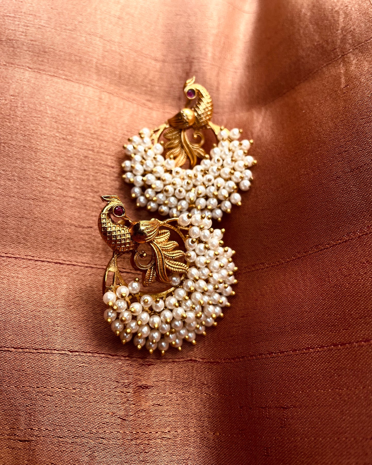 Mayura Jaalam | Antique Gold-Plated Earrings | Edit त्रिकाय