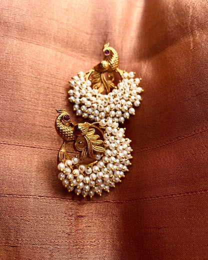 Mayura Jaalam | Antique Gold-Plated Earrings | Edit त्रिकाय