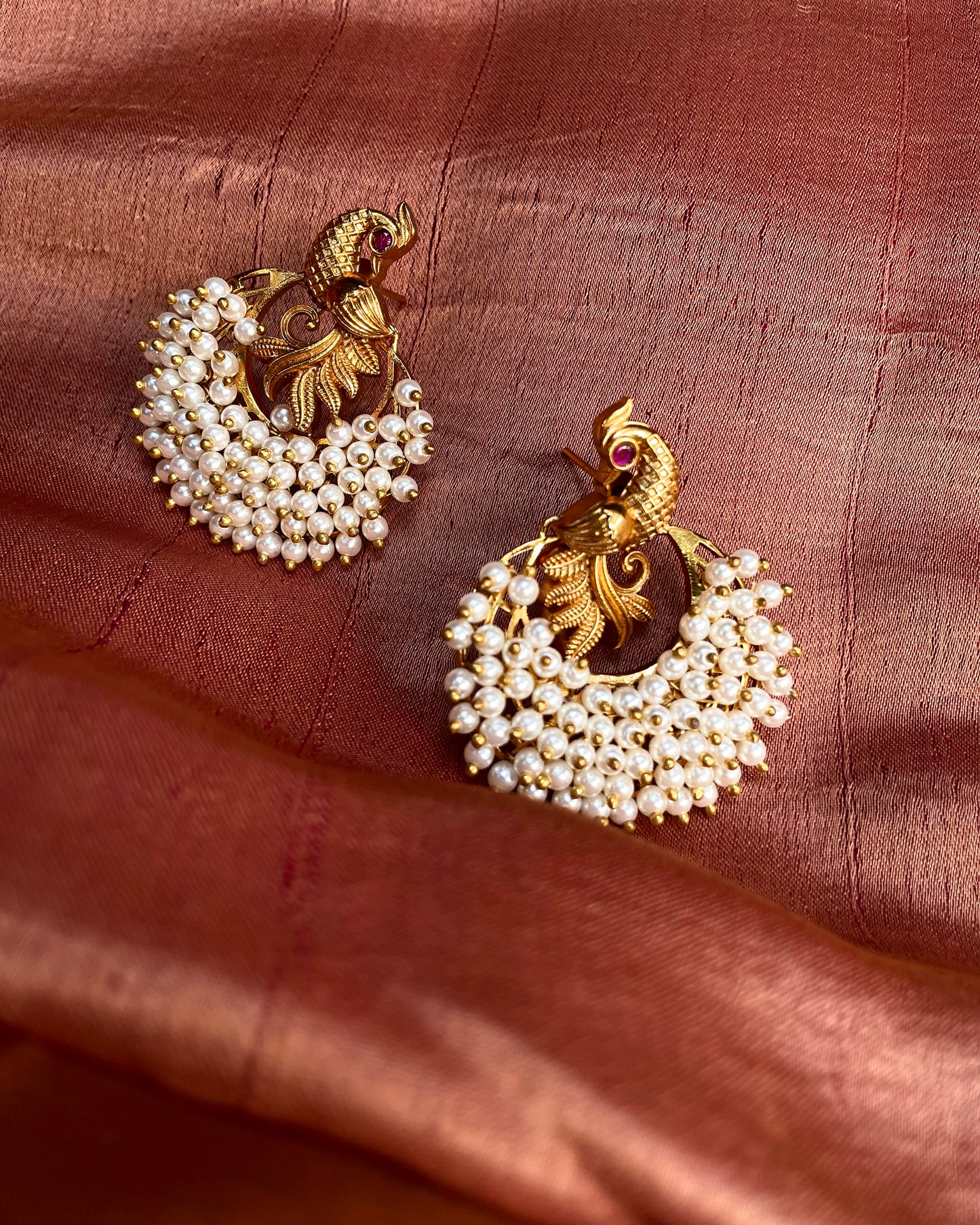 Mayura Jaalam | Antique Gold-Plated Earrings | Edit त्रिकाय
