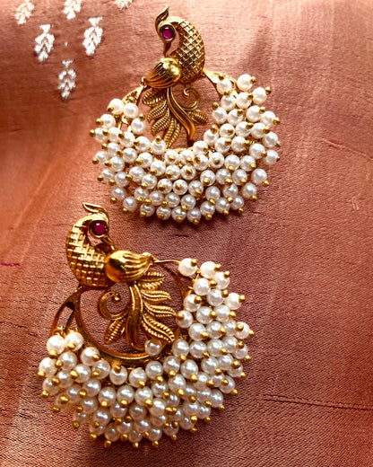 Mayura Jaalam | Antique Gold-Plated Earrings | Edit त्रिकाय