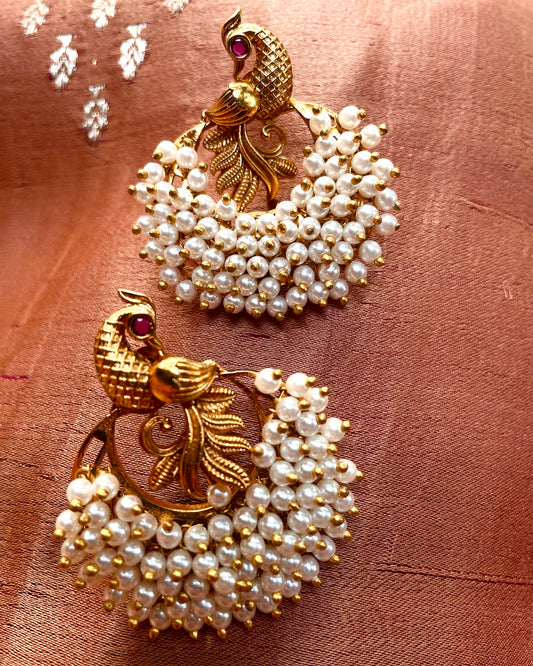Mayura Jaalam | Antique Gold-Plated Earrings | Edit त्रिकाय