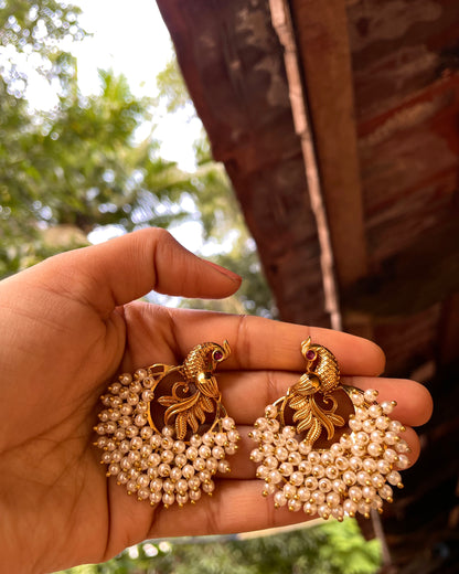 Mayura Jaalam | Antique Gold-Plated Earrings | Edit त्रिकाय