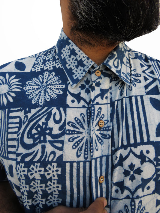 Yantra | Natural Indigo Block Printed Shirt
