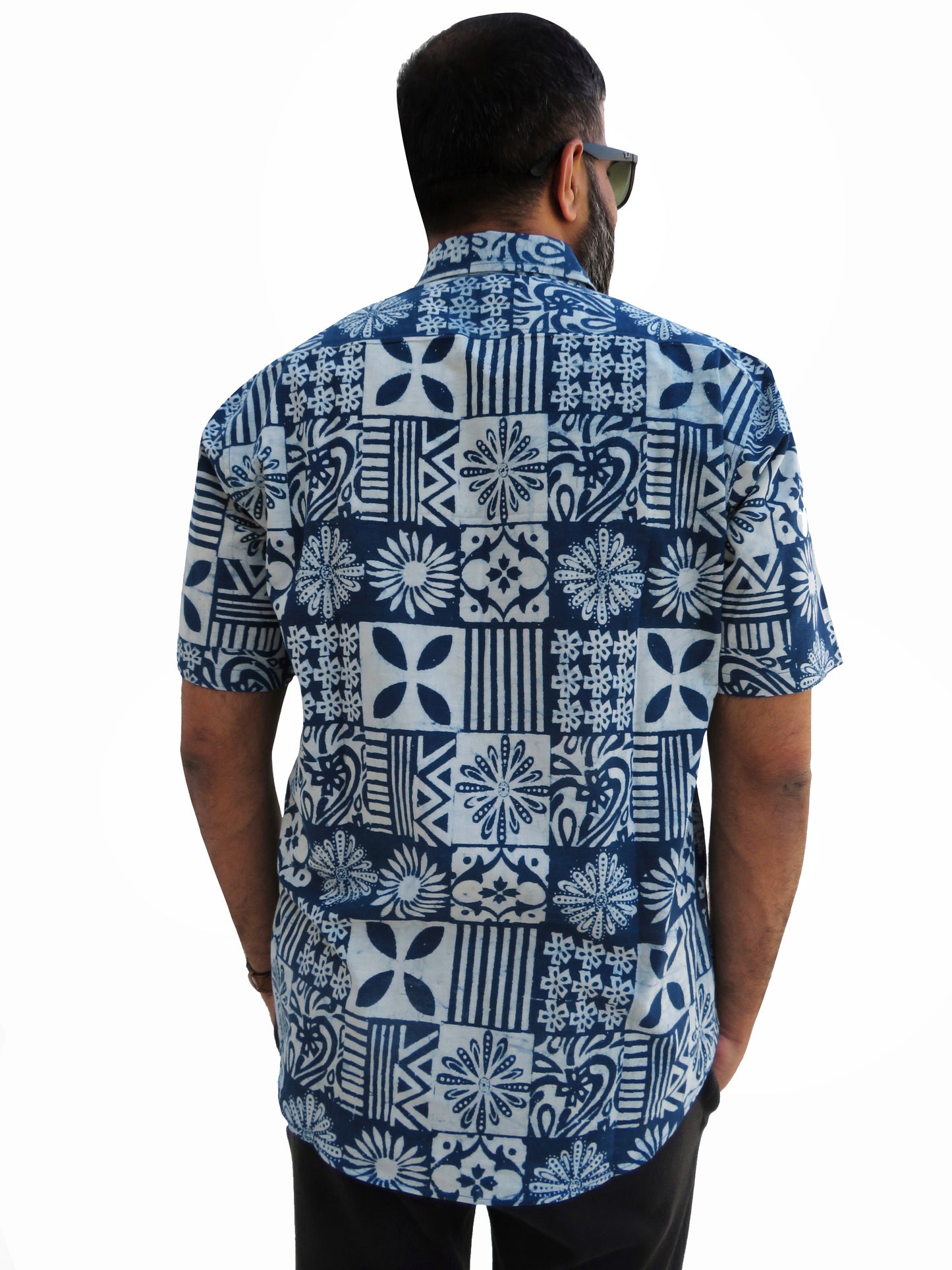 Yantra | Natural Indigo Block Printed Shirt