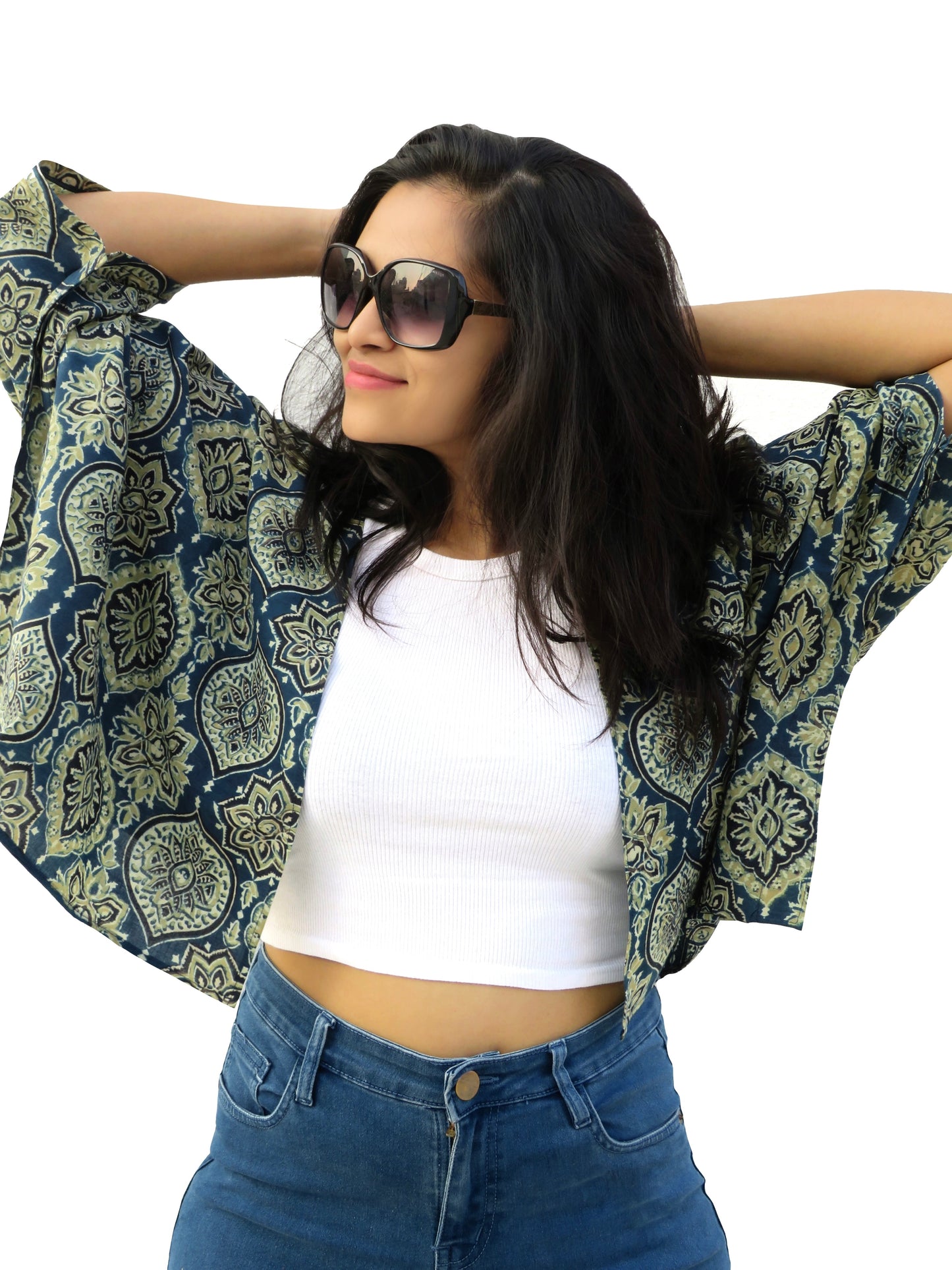 Krtvi Ajrakh Free Size Short Cape