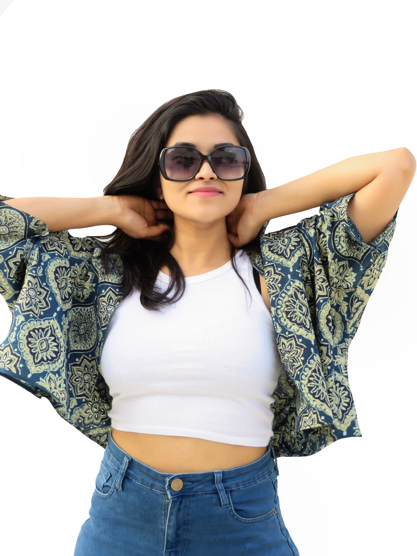 Krtvi Ajrakh Free Size Short Cape