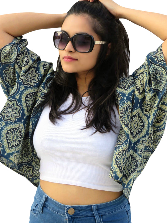 Krtvi Ajrakh Free Size Short Cape