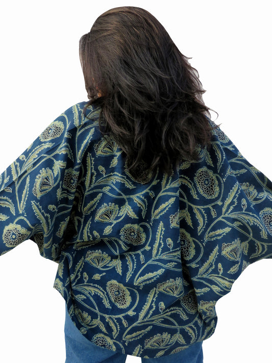 Unmukhi Ajrakh Free Size Mid-Length Cape