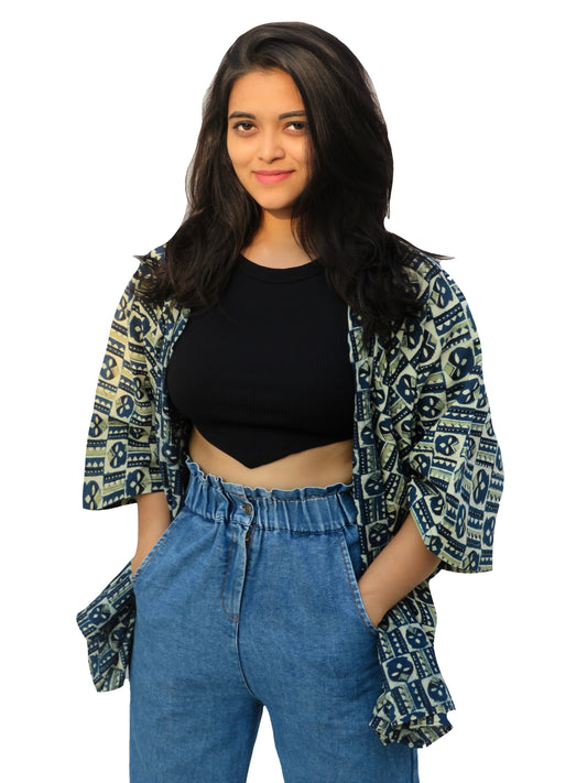 Amala Ajrakh Free Size Mid-length Cape