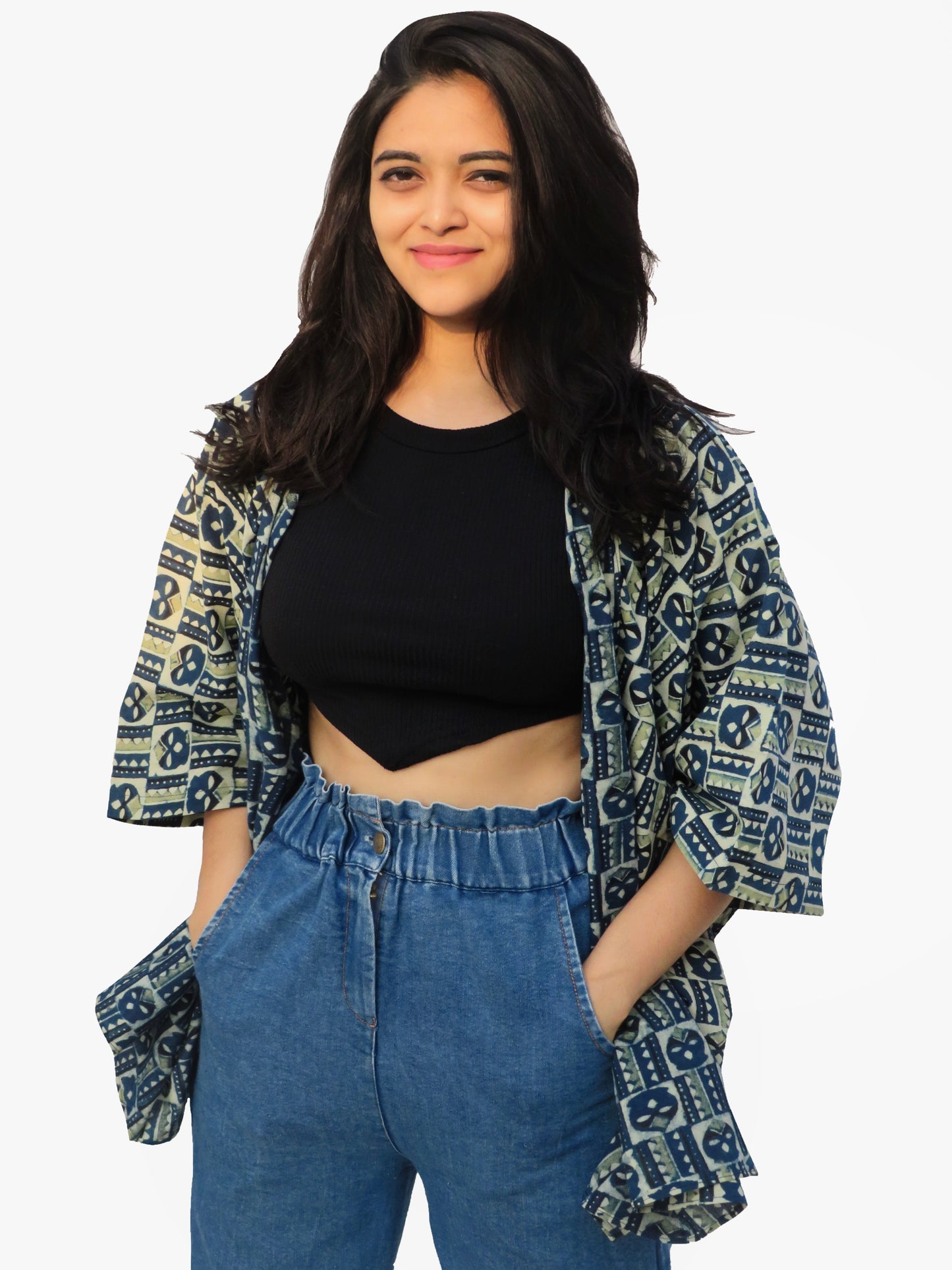Amala Ajrakh Free Size Mid-length Cape