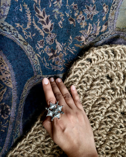 Firoza -  Silver Plated Oxidised Ring