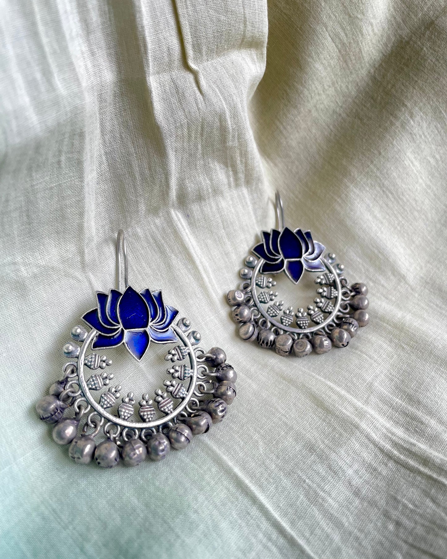 Padmavarna Meenakari Handpainted Hook Earrings